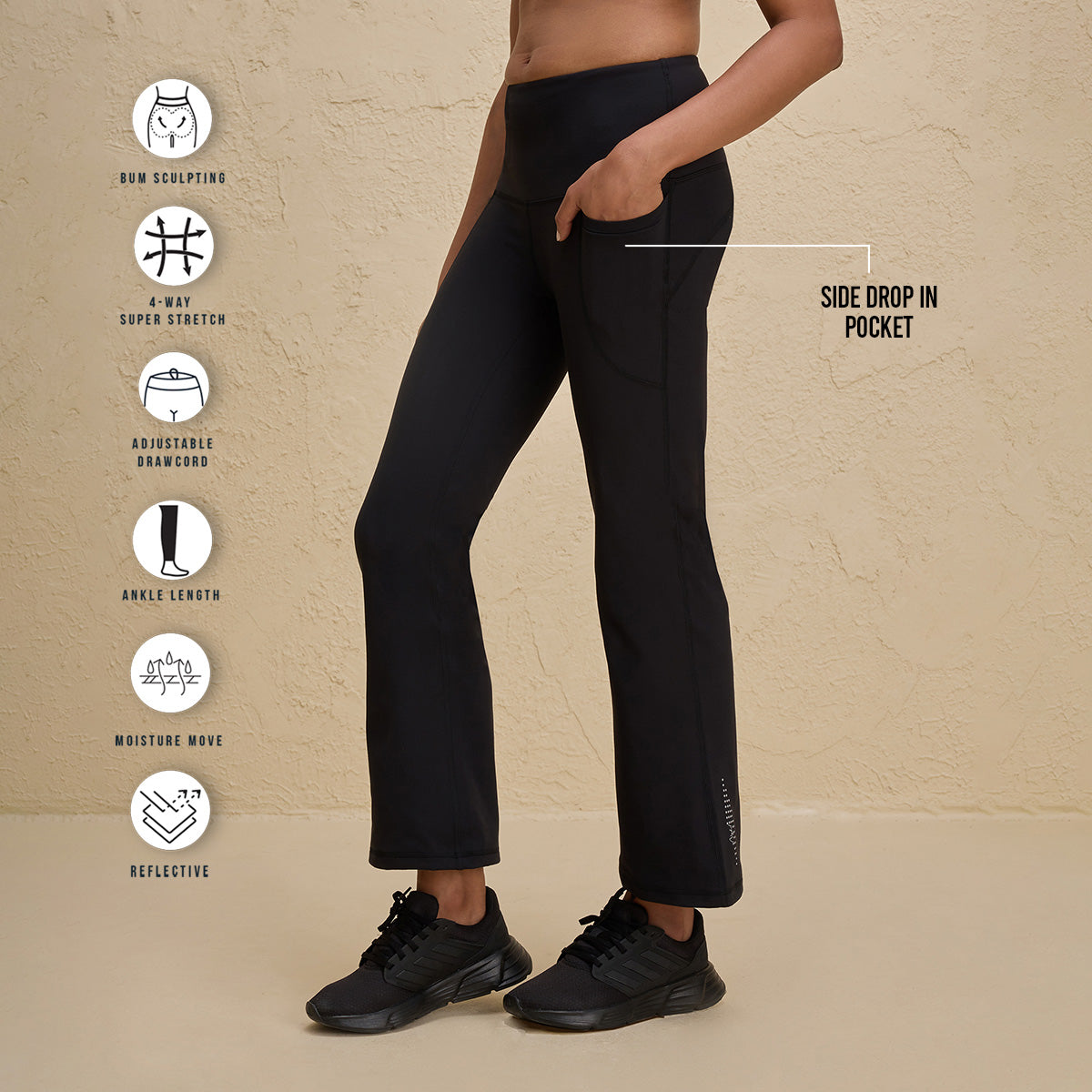 Nykd By Nykaa Cloud Soft Super Comfy & Flattering Flare Pants with Pockets-NYK252-Black