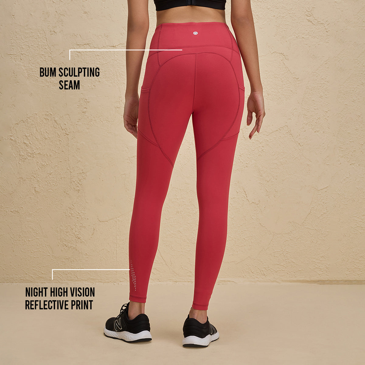Nykd By Nykaa Cloud Soft & Flattering Full Length Leggings with Pockets-NYK261-Coral