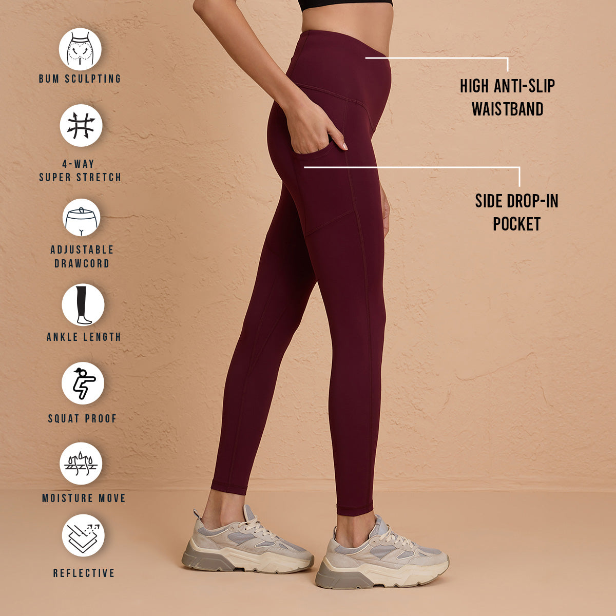 Cloud Soft, Flattering Full Length Leggings with Pockets-NYK261-Fig