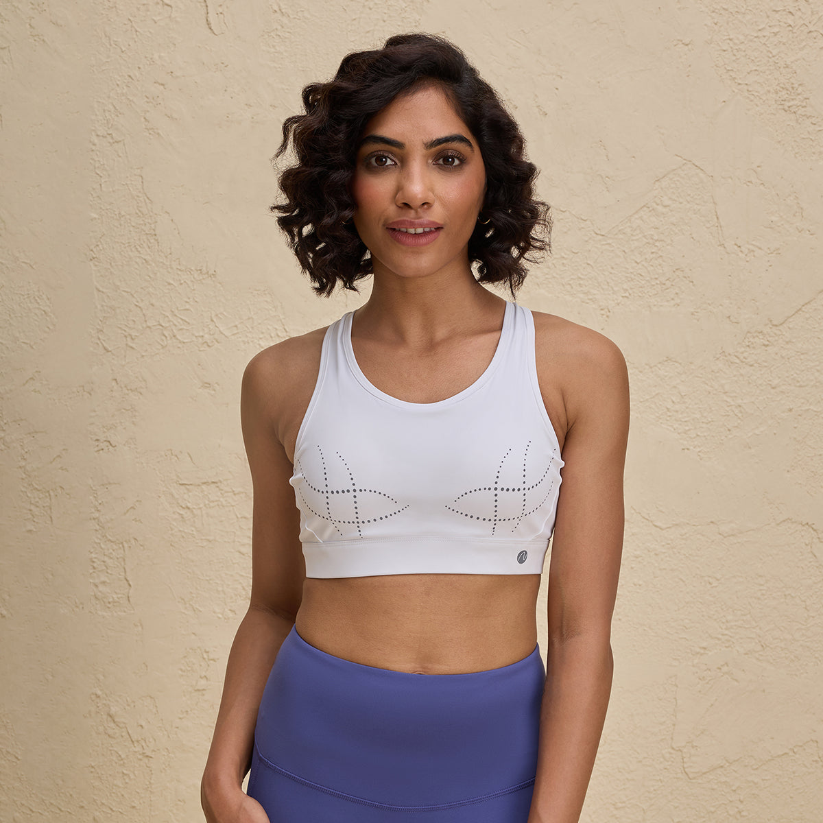 Full Coverage Sports Bra with Criss-cross Back Opening-NYK298-White