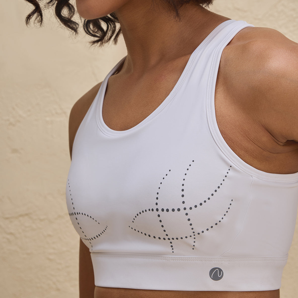 Full Coverage Sports Bra with Criss-cross Back Opening-NYK298-White