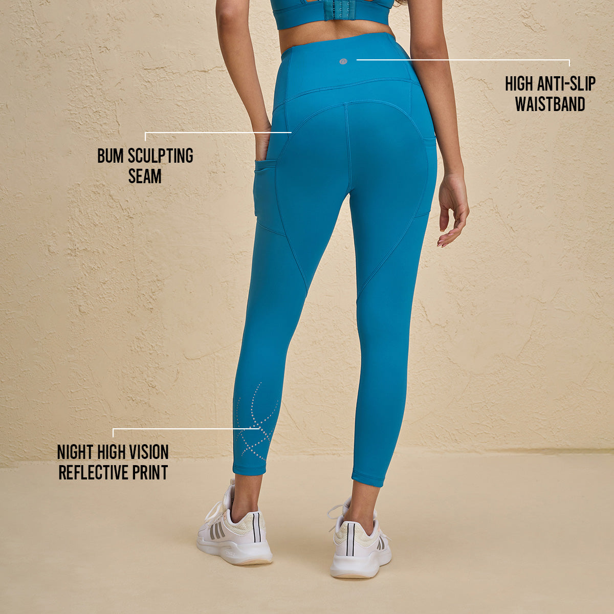 Nykd By Nykaa Flattering Ankle Length Legging with Pockets and Print detail-NYK299-Teal