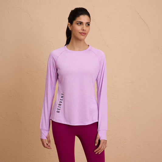 Flattering Hip Covering Long Sleeved Active Dry Fit Top-NYK311-Purple