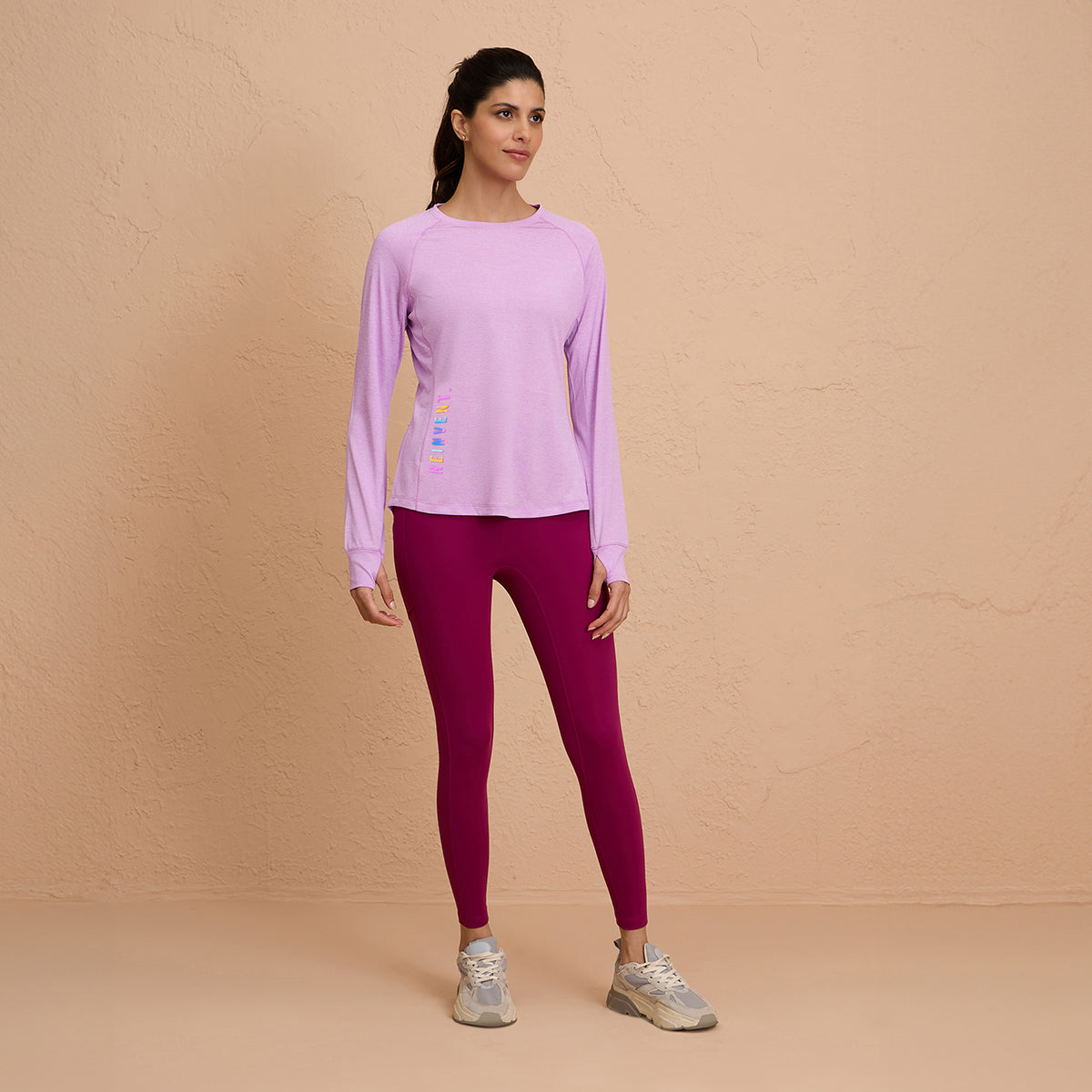 Flattering Hip Covering Long Sleeved Active Dry Fit Top-NYK311-Purple