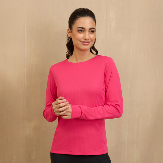 Back Twist Full sleeve Running Tee -NYK802-Red