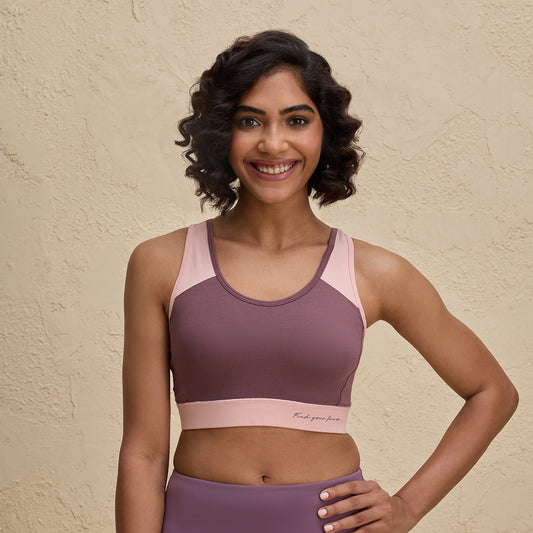 Full Coverage Breathable Cotton Slip-On Racer Back Sports Bra-NYK904-Mauve