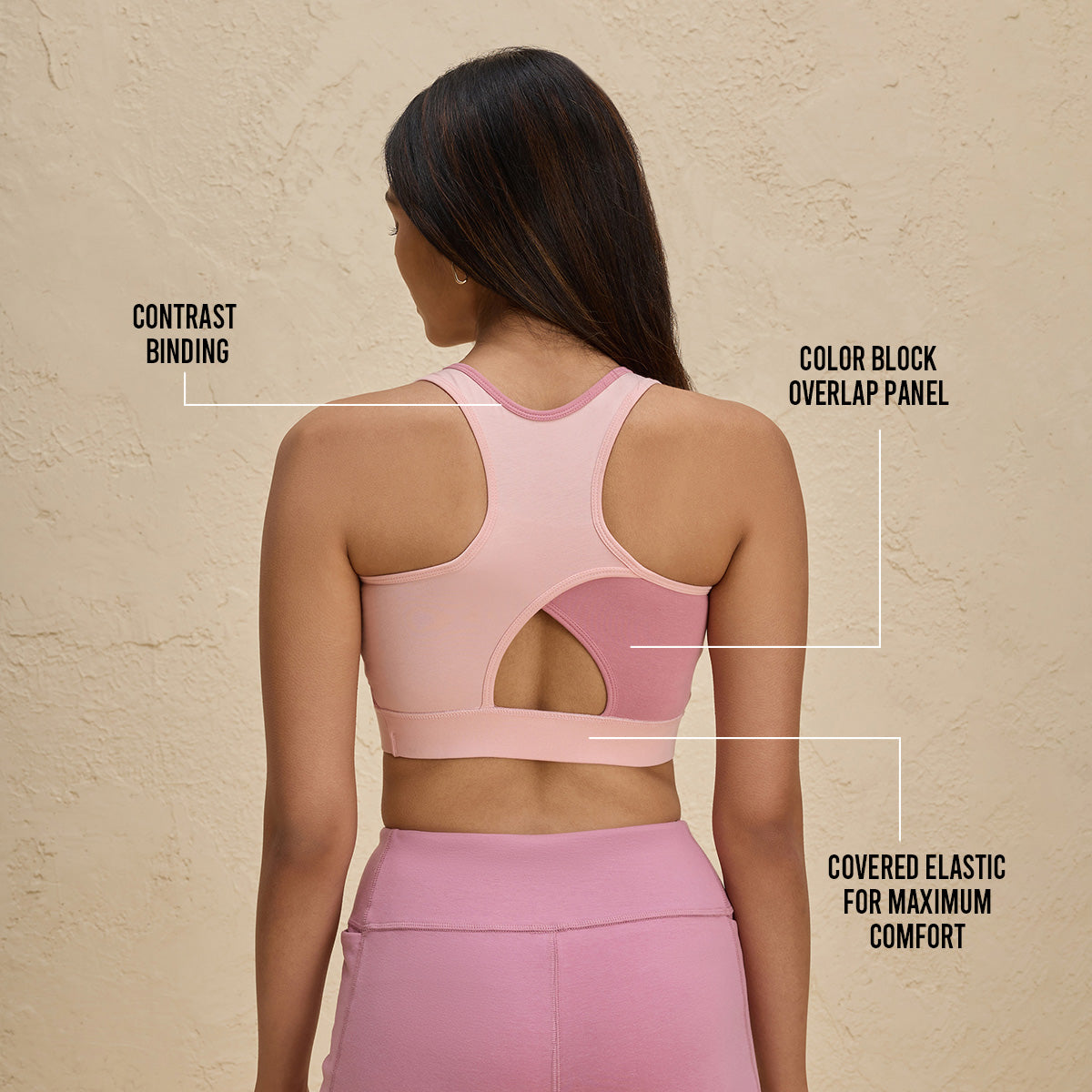 Full Coverage Breathable Cotton Slip-On Racer Back Sports Bra-NYK904-Pink