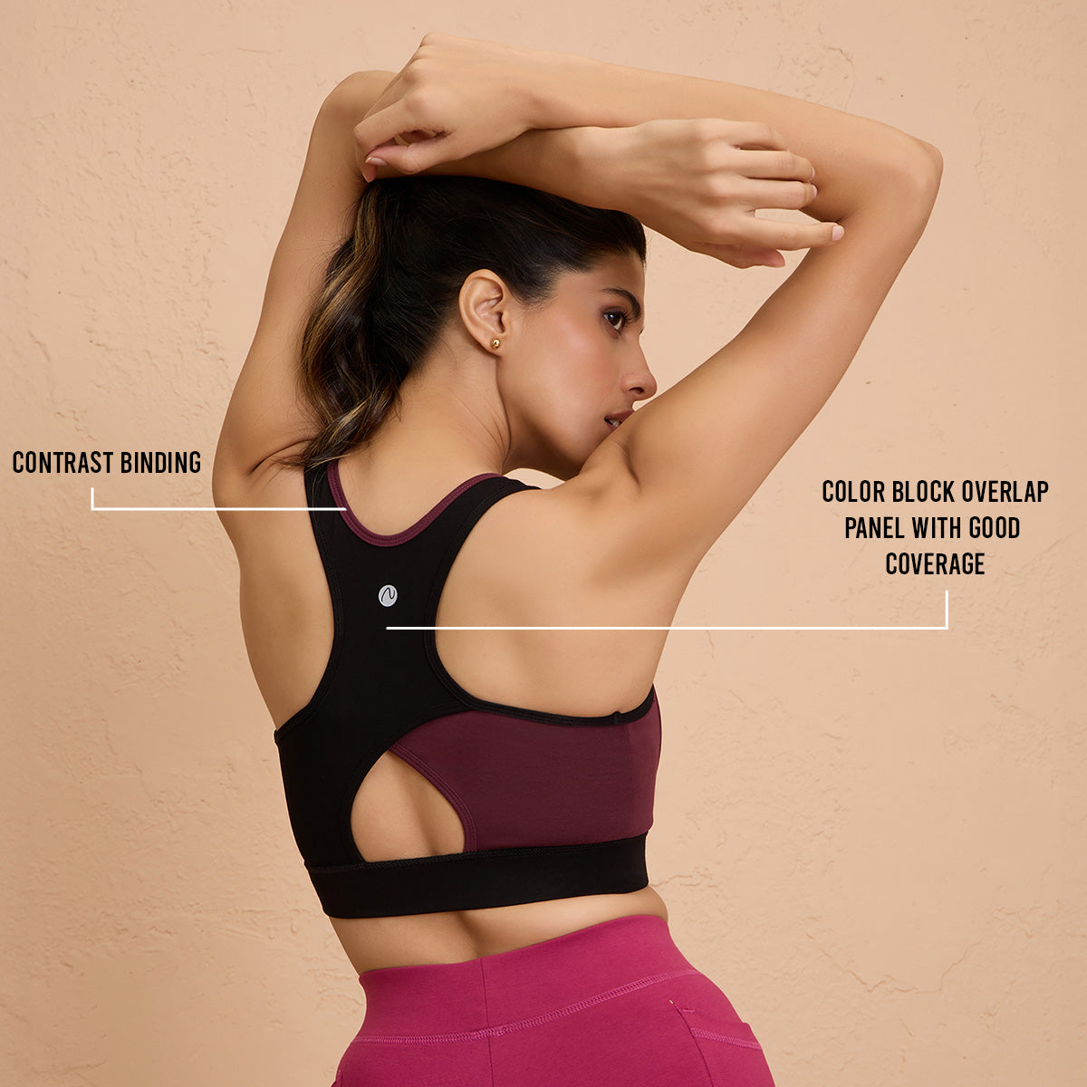 Nykd By Nykaa-Full Coverage Breathable Cotton Slip-On Racer Back Sports Bra-NYK904-Wine