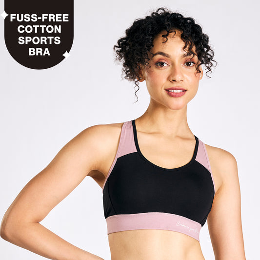 Nykd By Nykaa Wide Waistband Cotton Slip on Racer Back Sports Bra NYK904 Black