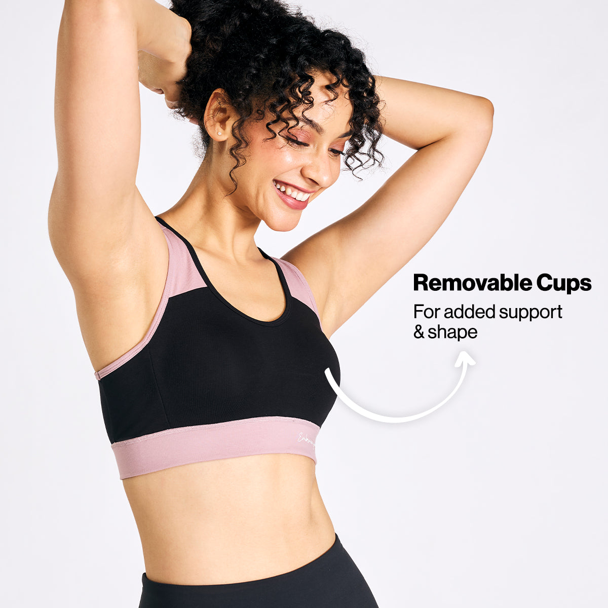 Nykd By Nykaa Wide Waistband Cotton Slip on Racer Back Sports Bra NYK904 Black