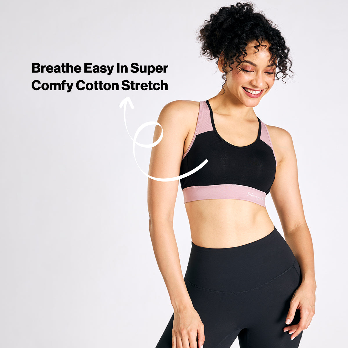 Nykd By Nykaa Wide Waistband Cotton Slip on Racer Back Sports Bra NYK904 Black