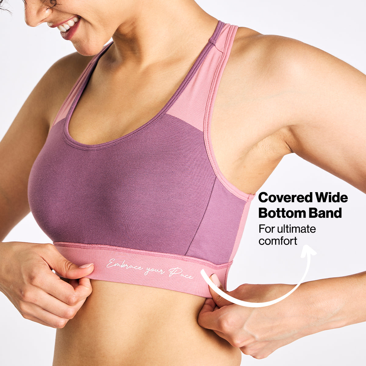 Nykd By Nykaa Cotton Stretch Slip On Sports Bra with Removable Cups NYK904 Mauve