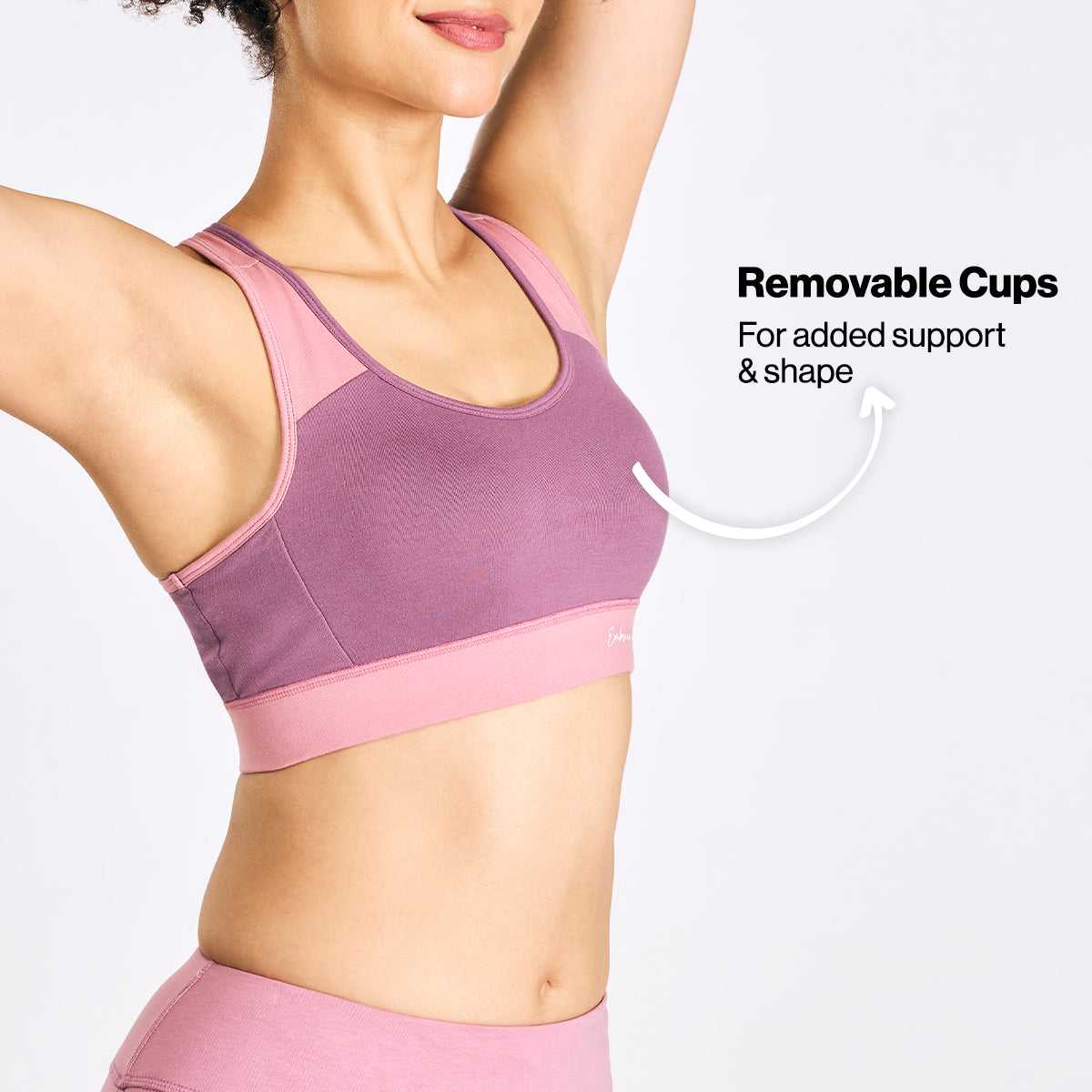 Nykd By Nykaa Cotton Stretch Slip On Sports Bra with Removable Cups NYK904 Mauve
