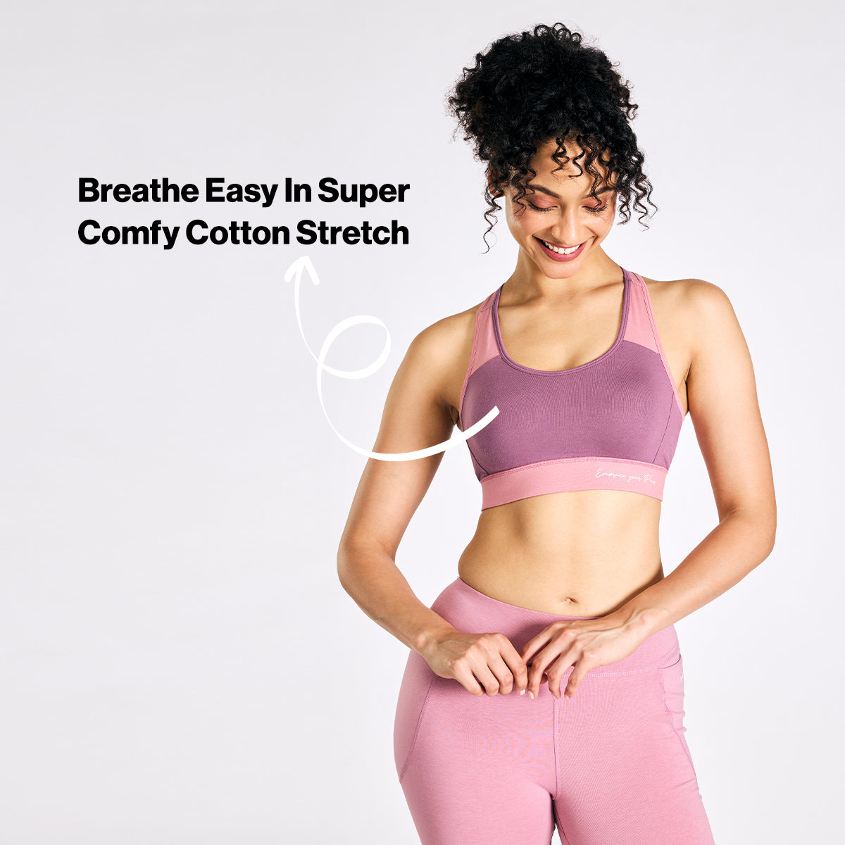 Nykd By Nykaa Cotton Stretch Slip On Sports Bra with Removable Cups NYK904 Mauve