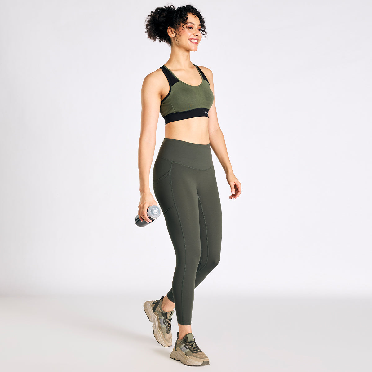Nykd By Nykaa Cotton Stretch Slip On Sports Bra with Removable Cups NYK904 Olive