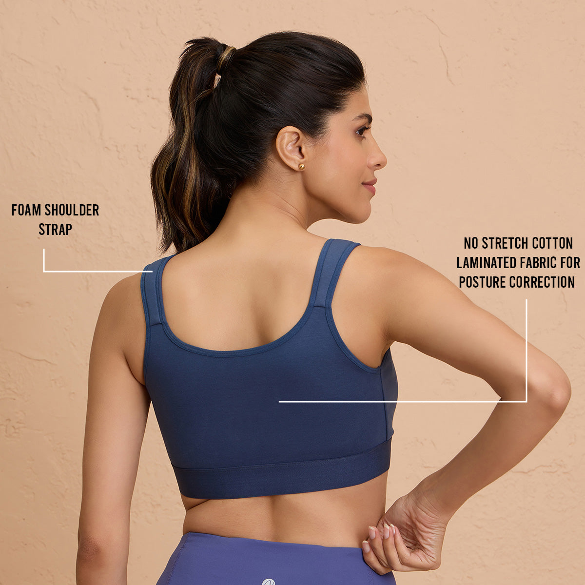 Full Coverage Front Open High Impact Posture Correcting Sports Bra-NYK907-Blue