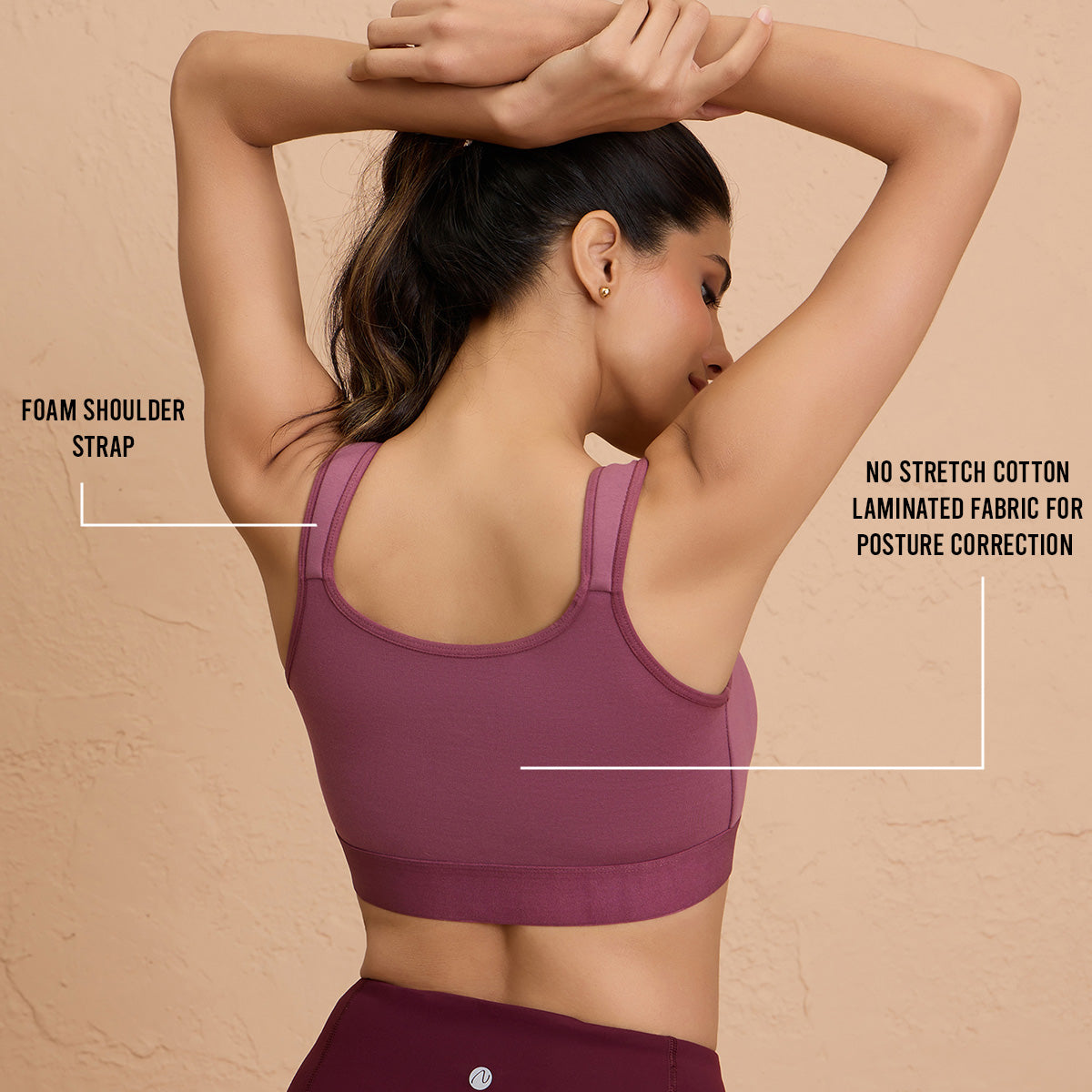 Full Coverage Front Open High Impact Posture Correcting Sports Bra-NYK907-Grape