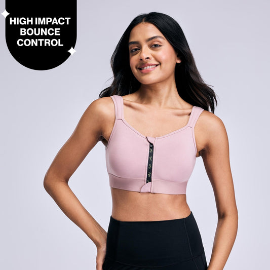 Full Coverage Front Open High Impact Posture Correcting Sports Bra NYK907 Fawn