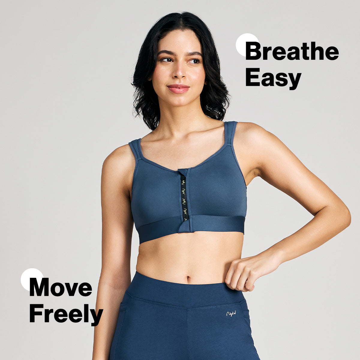 Full Coverage Front Open High Impact Posture Correcting Sports Bra-NYK907-Blue