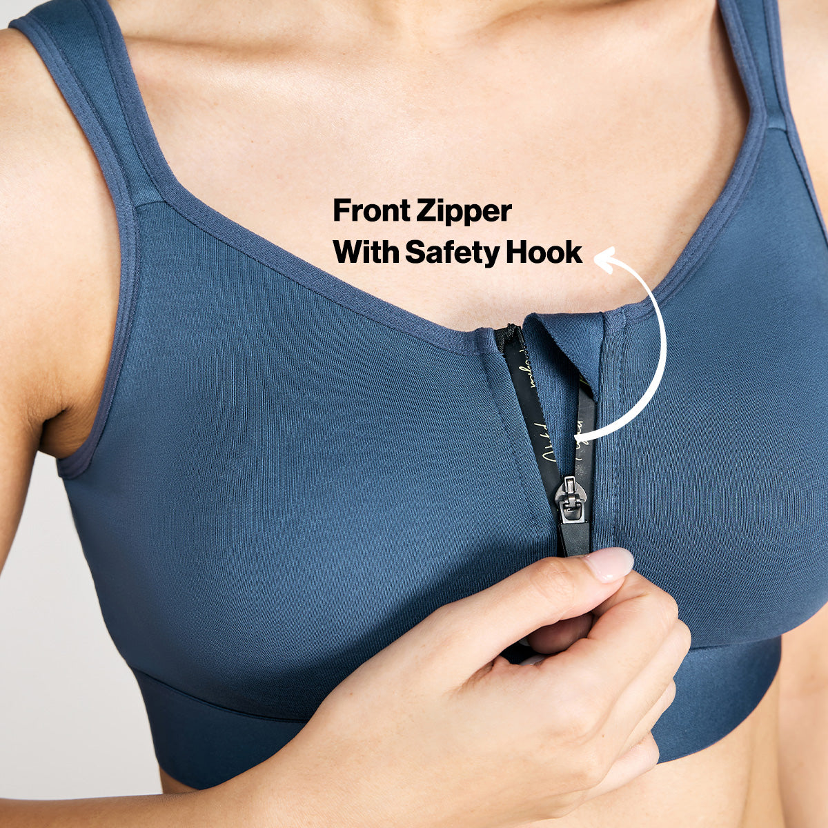 Full Coverage Front Open High Impact Posture Correcting Sports Bra-NYK907-Blue