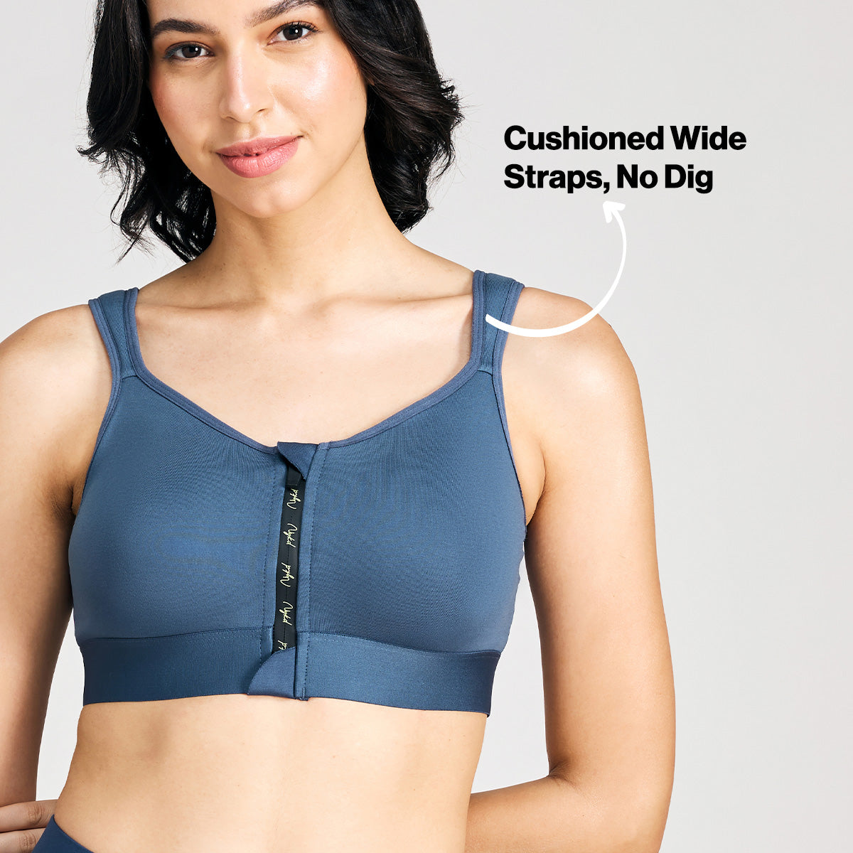 Full Coverage Front Open High Impact Posture Correcting Sports Bra-NYK907-Blue