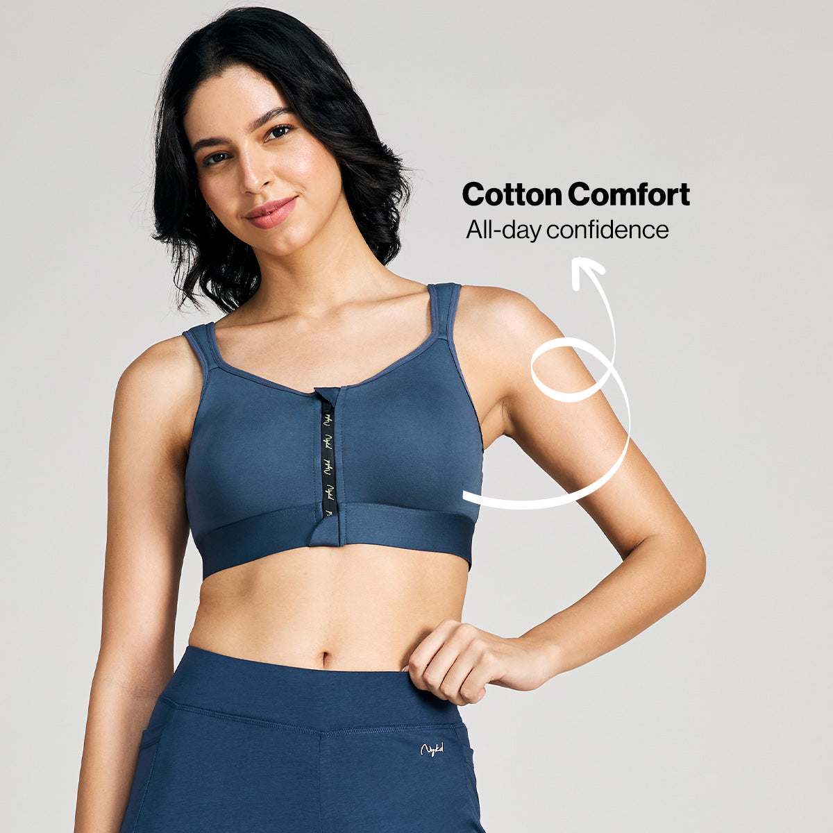 Full Coverage Front Open High Impact Posture Correcting Sports Bra-NYK907-Blue