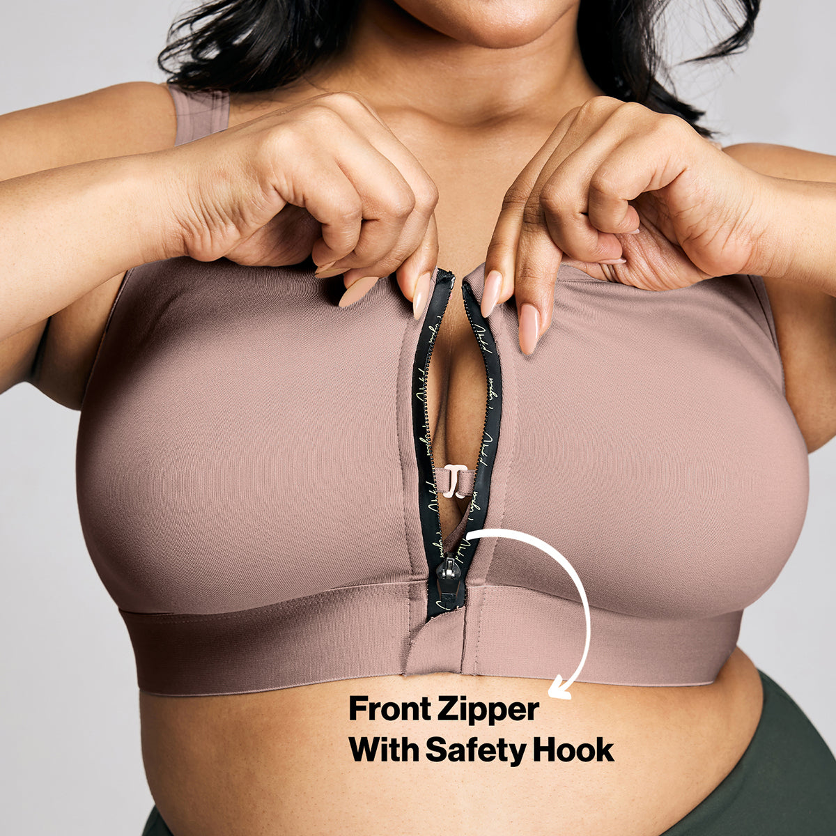 Full Coverage Front Open High Impact Posture Correcting Sports Bra-NYK907-Fawn