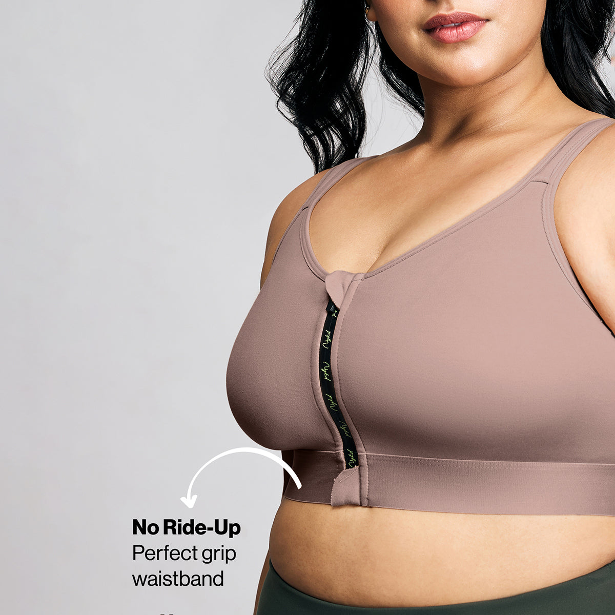 Full Coverage Front Open High Impact Posture Correcting Sports Bra-NYK907-Fawn