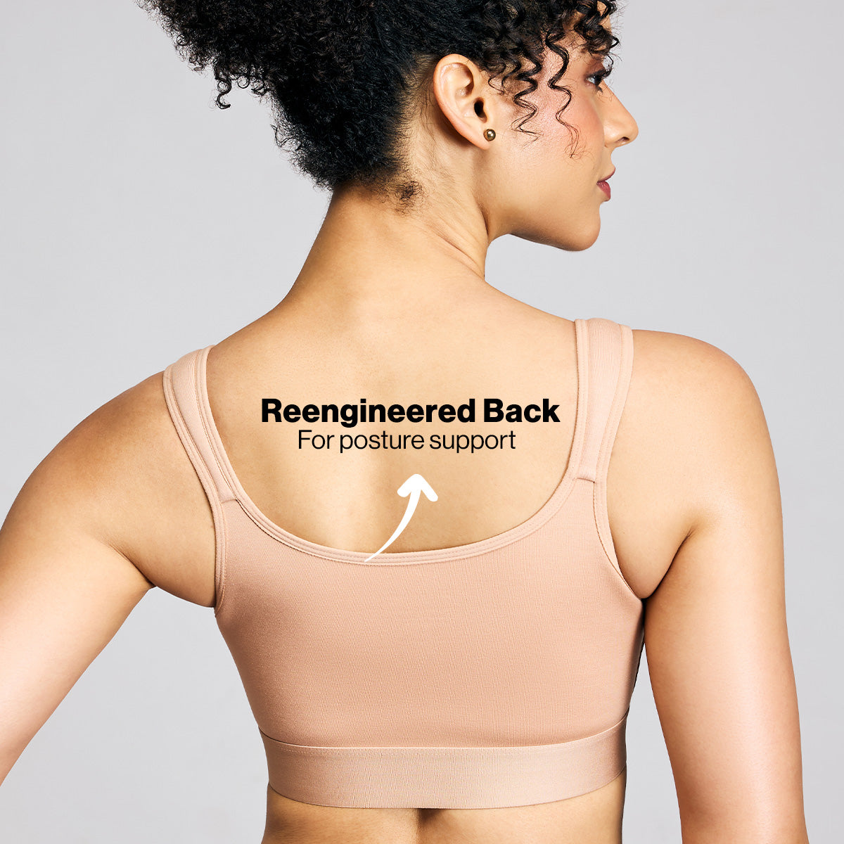 Full Coverage Front Open Cotton High Impact Posture Correcting Sports Bra-NYK907-Nude