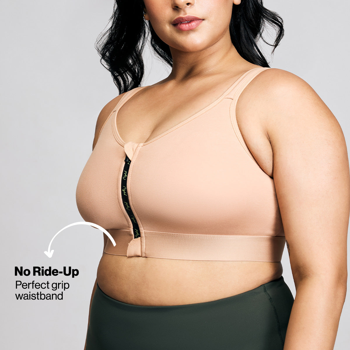 Full Coverage Front Open Cotton High Impact Posture Correcting Sports Bra-NYK907-Nude