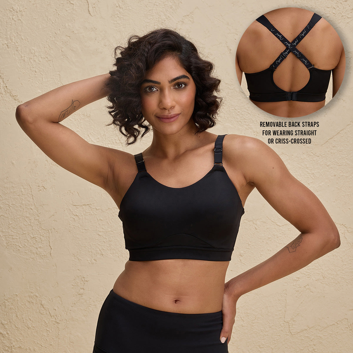 Ultimate Full Coverage Bounce Control High Impact Sports Bra with Adjustable Support NYK908-Jet Black