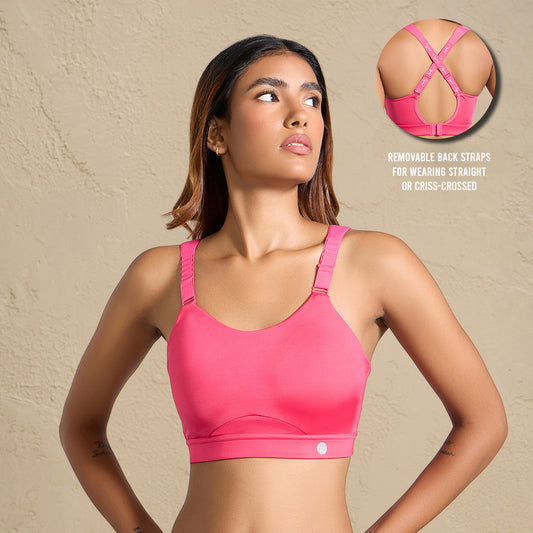 Ultimate Full Coverage Bounce Control High Impact Sports Bra with Adjustable Support NYK908-Pink