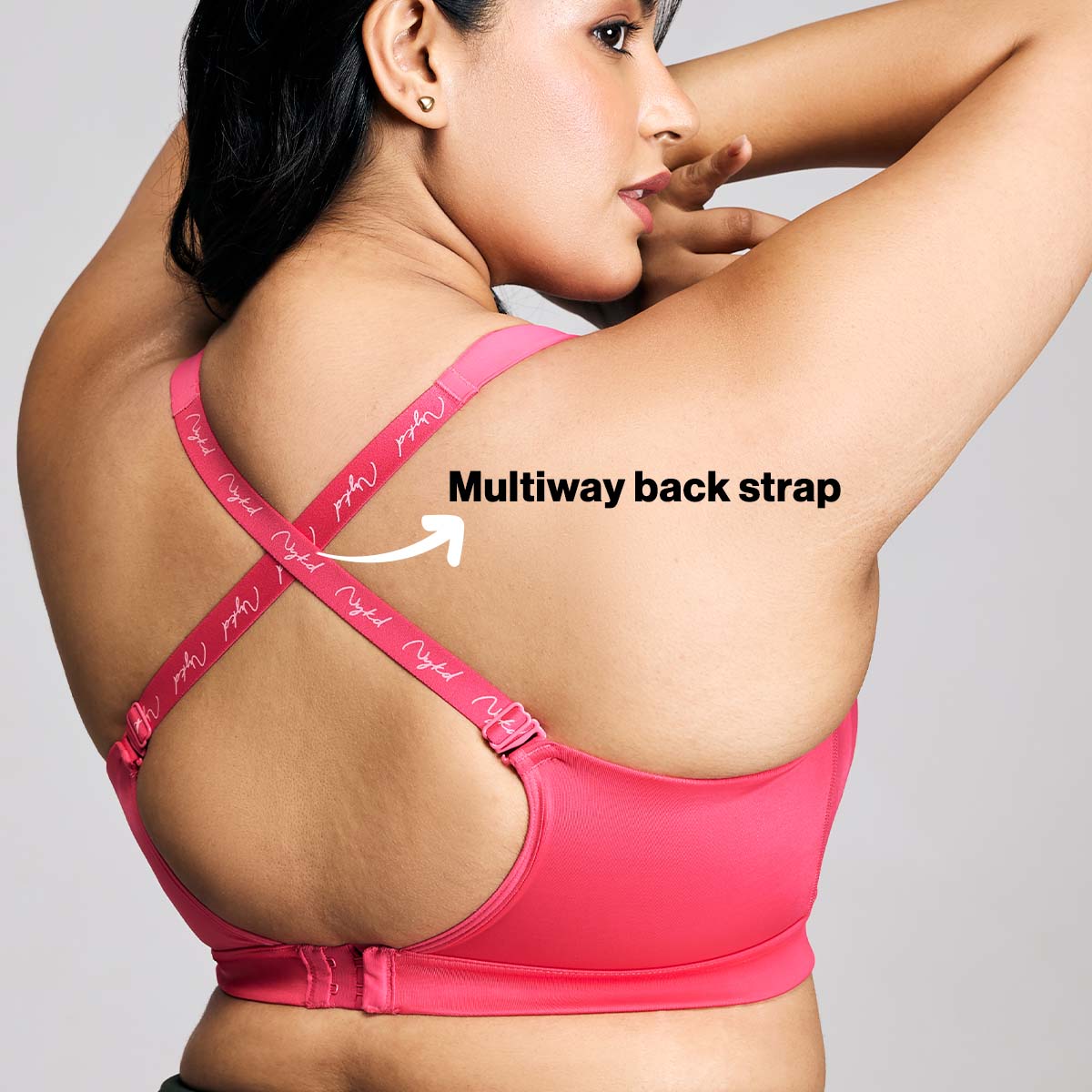 Nykd By Nykaa Multiway Adjustable High Impact Bounce Control Padded Sports Bra NYK908 Pink