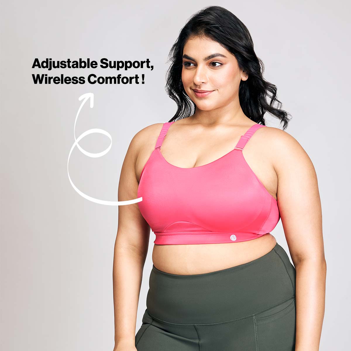 Nykd By Nykaa Multiway Adjustable High Impact Bounce Control Padded Sports Bra NYK908 Pink