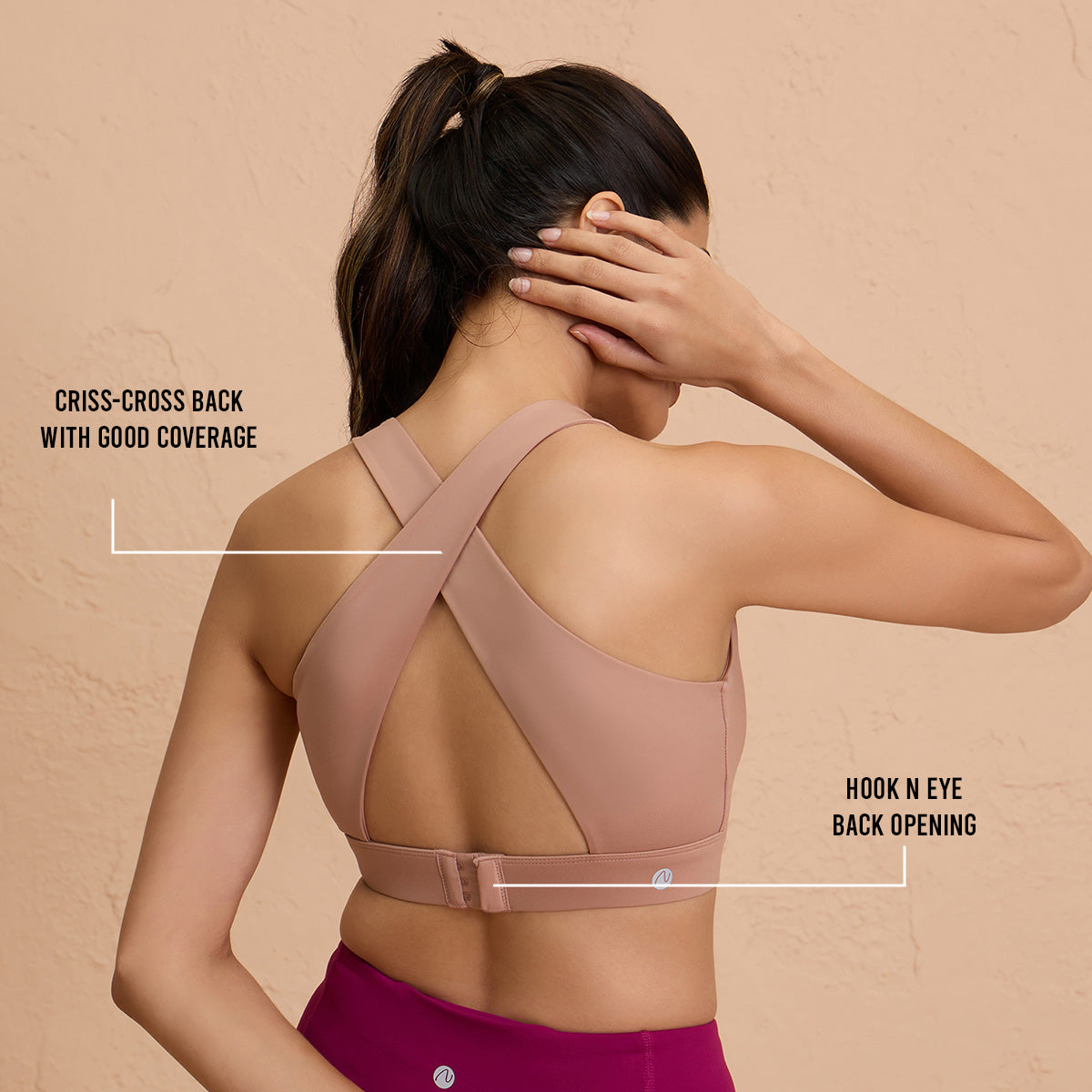 Nykd By Nykaa Ultimate Cross Back Sports Bra with Removable Cups NYK909 Nude