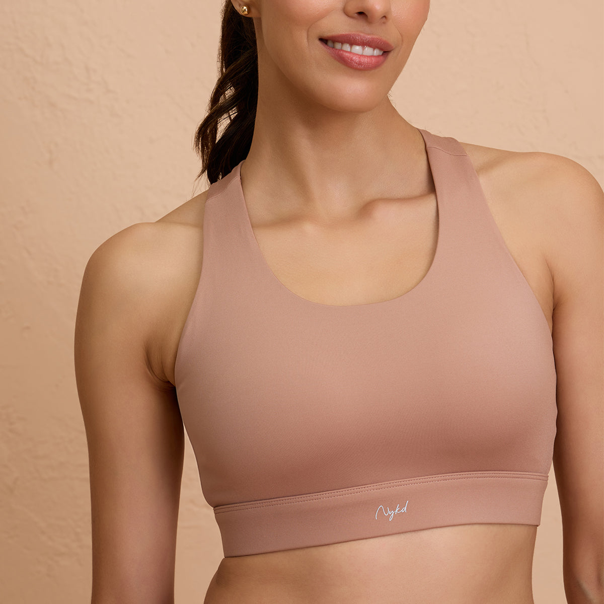 Nykd By Nykaa Ultimate Cross Back Sports Bra with Removable Cups NYK909 Nude