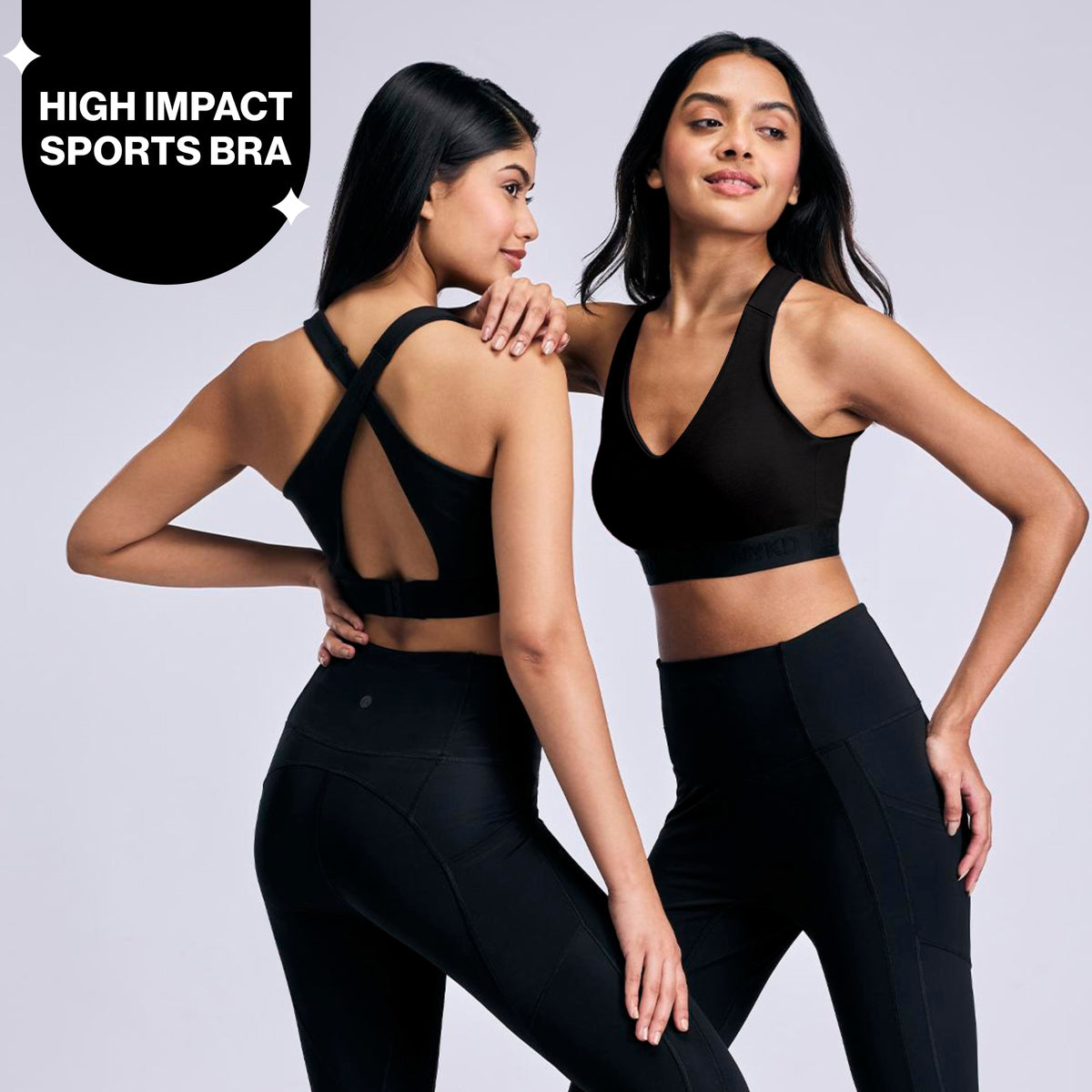 Nykd By Nykaa High Impact Cotton CrossFLX Bounce Control Sports Bra with fixed cups NYK912 Black