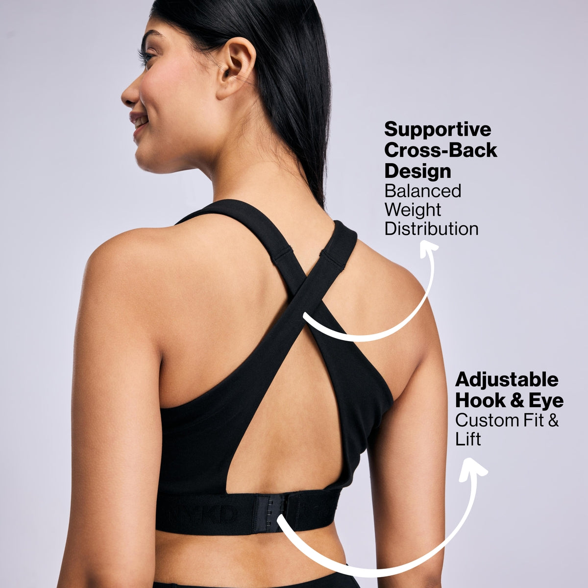 Nykd By Nykaa High Impact Cotton CrossFLX Bounce Control Sports Bra with fixed cups NYK912 Black