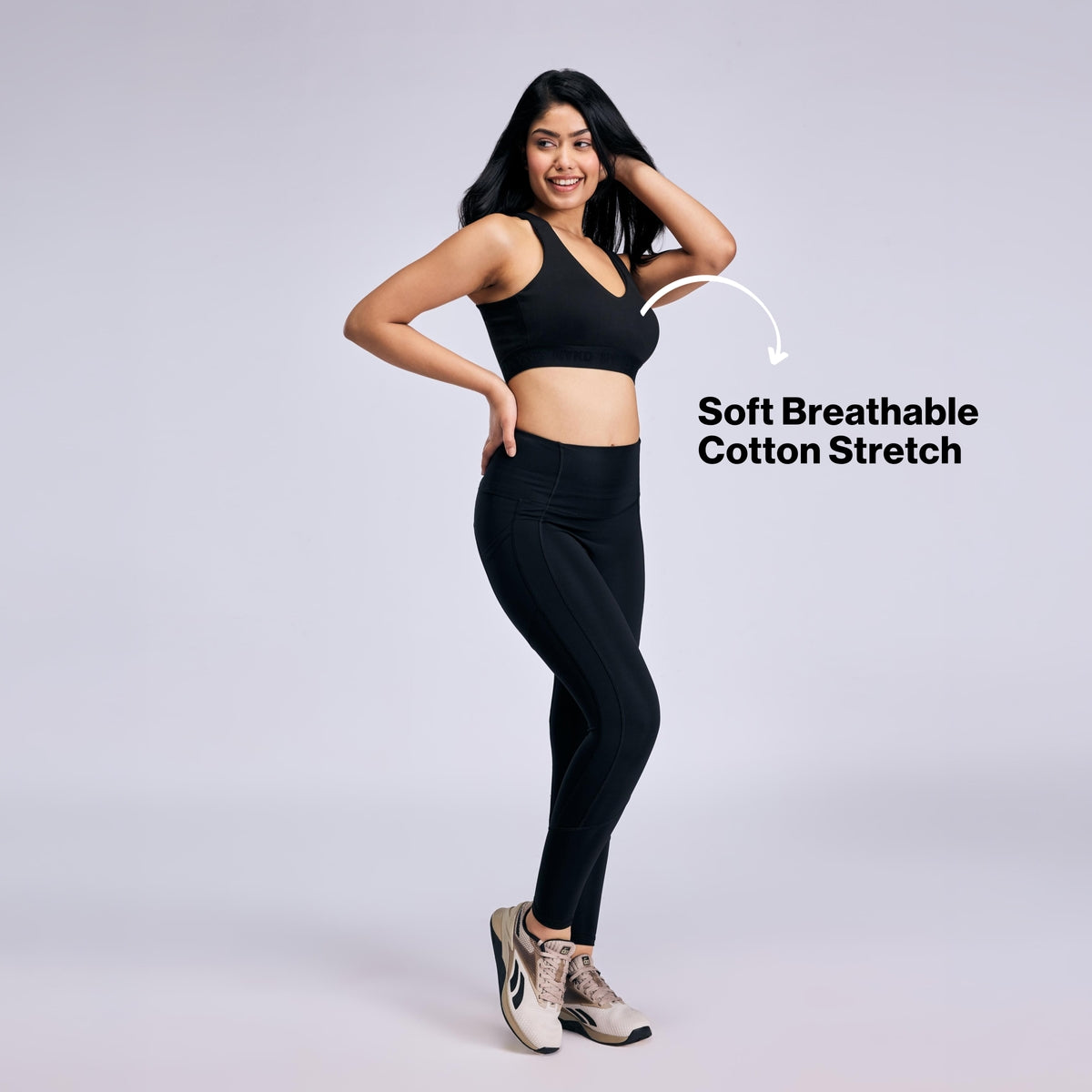 Nykd By Nykaa High Impact Cotton CrossFLX Bounce Control Sports Bra with fixed cups NYK912 Black