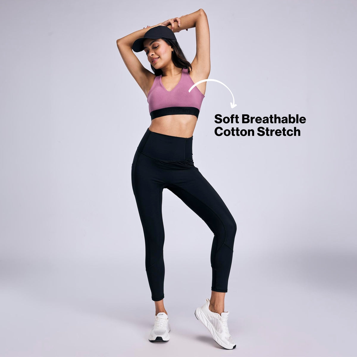 Nykd By Nykaa High Impact Cotton CrossFLX Bounce Control Sports Bra with fixed cups NYK912 Mauve