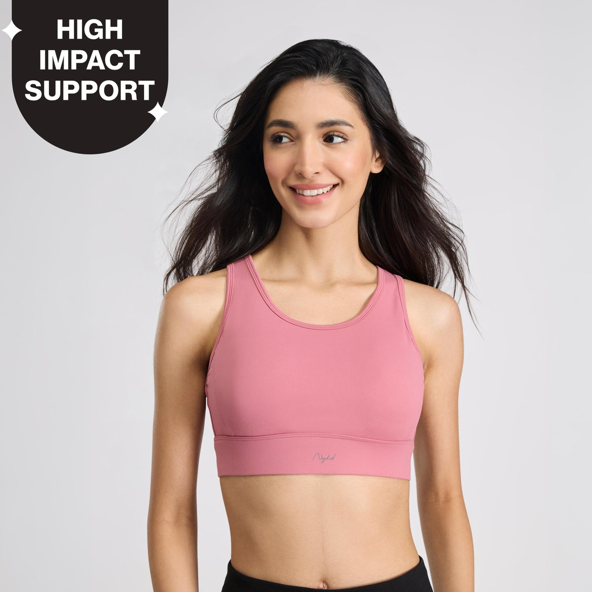 High Impact Sports Bra with Mesh Racerback, Hook & Eye Closure NYK917 Malaga