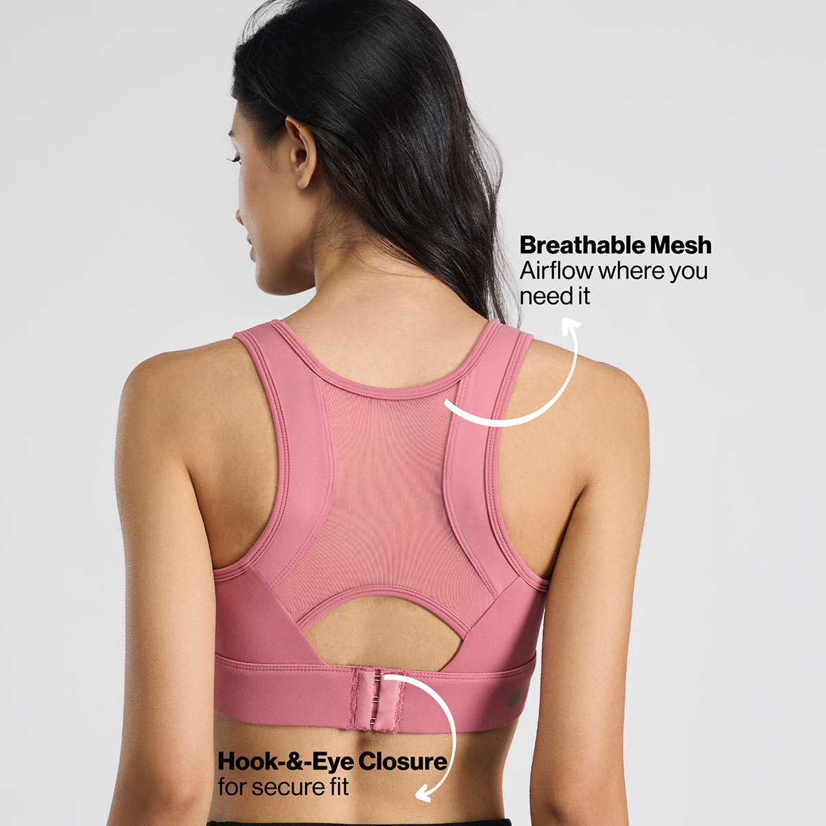 High Impact Sports Bra with Mesh Racerback, Hook & Eye Closure NYK917 Malaga