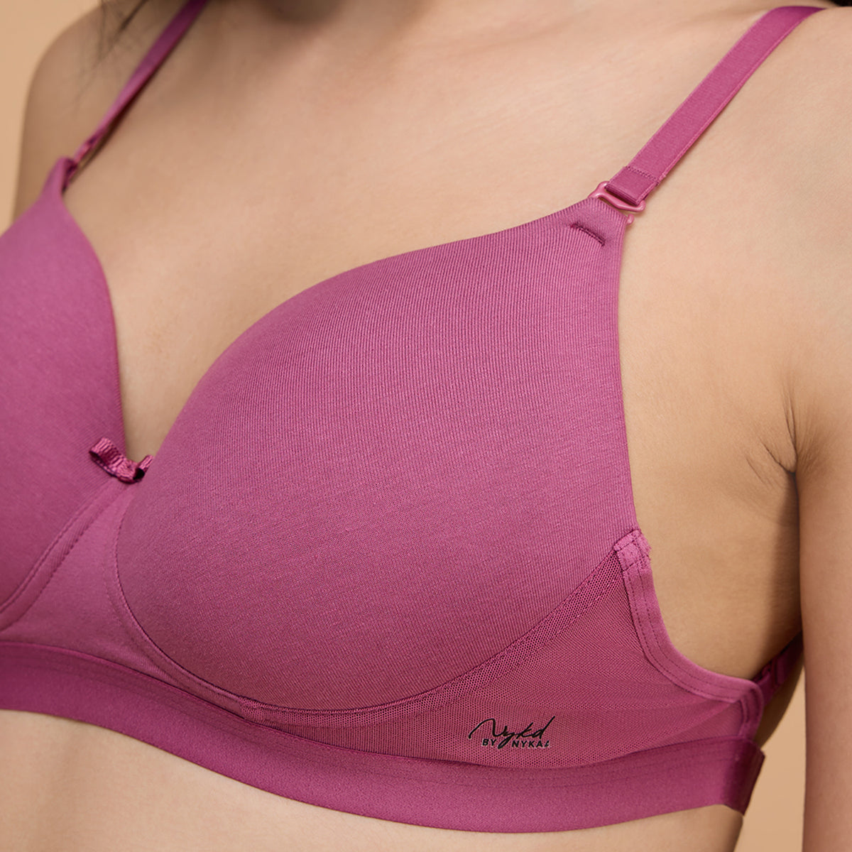 Buy NYKD By Nykaa Breathe Cotton Padded Wireless Transparent Back Bra 3-4th  Coverage - Rose NYB007 online