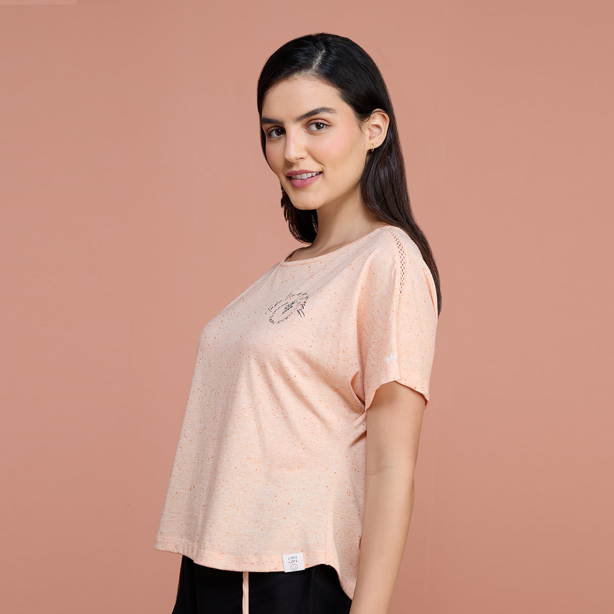 Neppy Lace Detail Tee - NYS134 - Almost Apricot