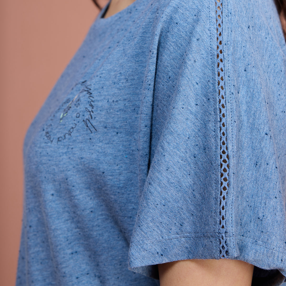 Neppy Lace Detail Tee - NYS134 - Coronet Blue