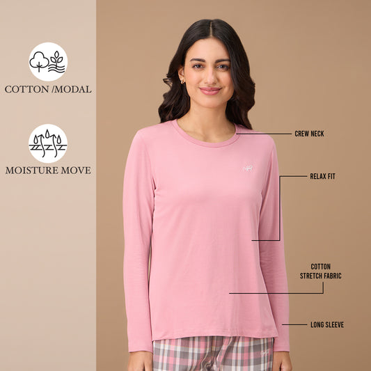 Nykd By Nykaa Essential Long Sleeve Tee - NYS807 - Pink