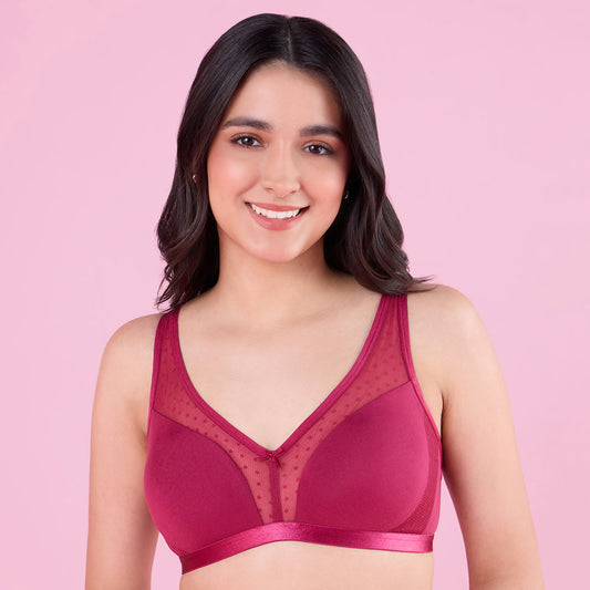 Glass Neckline Cotton Support Bra NYB280 Berry