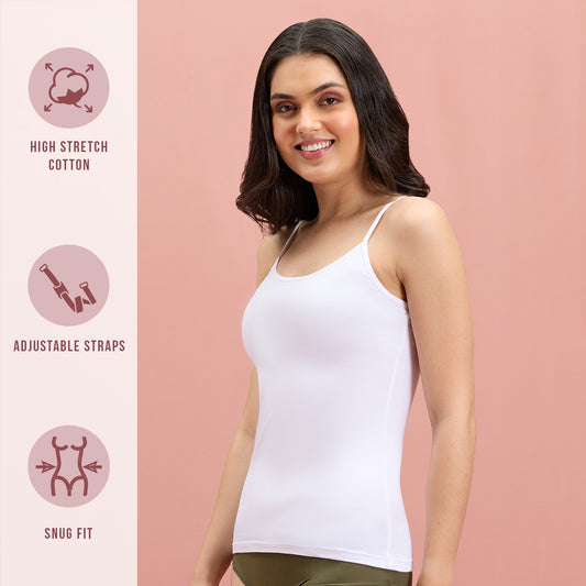 Cotton stretch camisole-NYC005-White