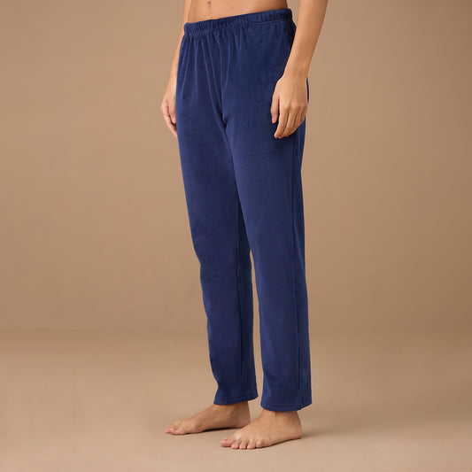 Luxe Velour Pants in Relaxed Fit - NYS048 - Navy