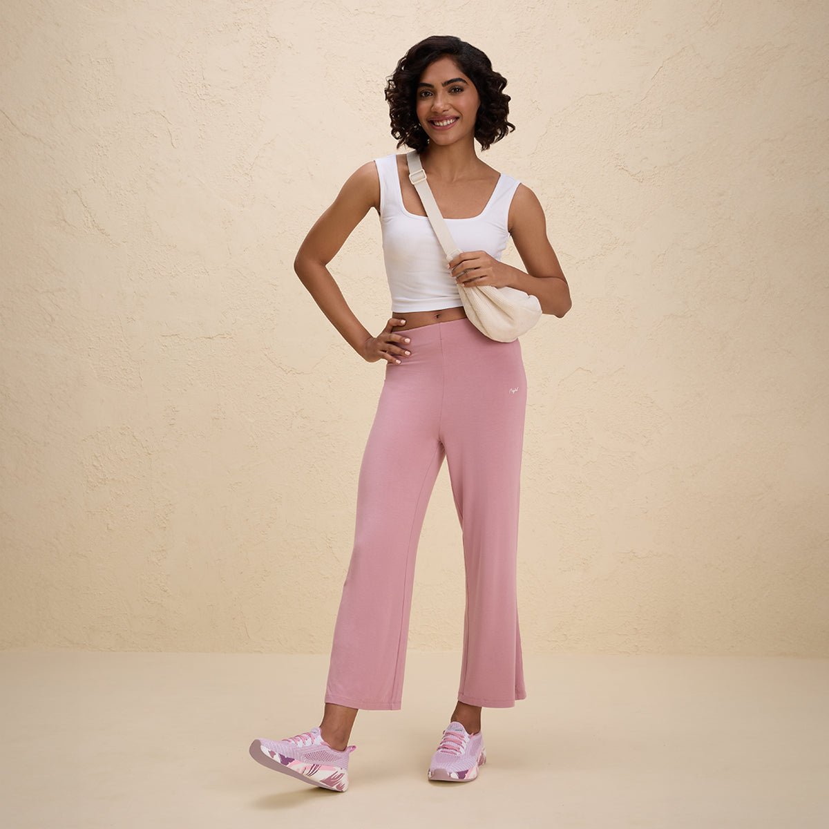 Nykd By Nykaa Summer Essential Super Soft and Comfy Modal Cropped Pants-NYLE059-Mauve
